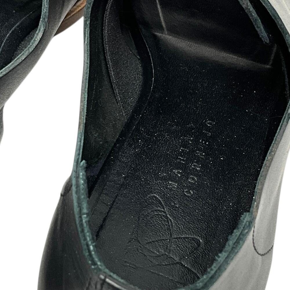 Zero + Maria Cornejo Slip On Womens 8.5 Black Leather Peep Toe Flat Italy - Picture 7 of 10